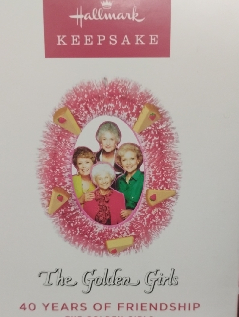 Hallmark Pink and Yellow The Golden Girls Tinsel Frame Ornament